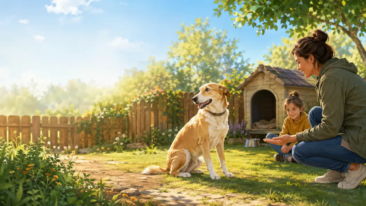 Chien adopté observant doucement son nouvel environnement