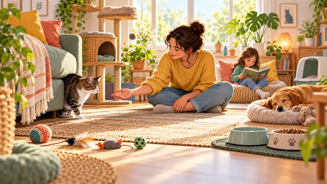 Chat adopté installé dans son nouveau foyer