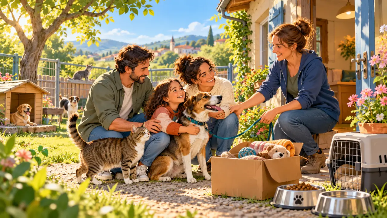 Chien et chat accueillis par une famille relais avant leur adoption